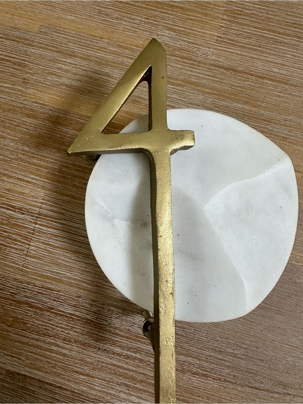 Vintage Solid Brass Floating House Number "4"